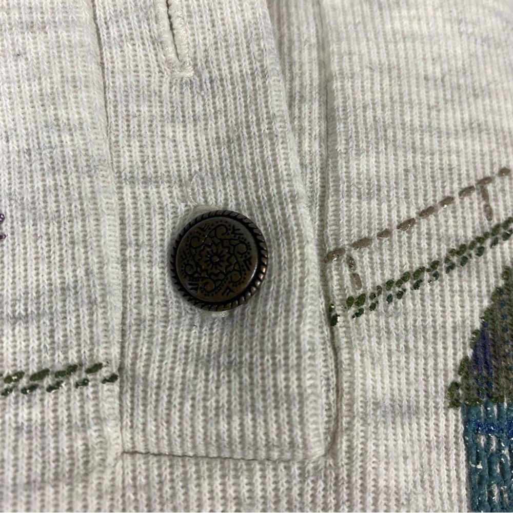 1980's Cottagecore Gray Sweater with English cottage scenery M - Picture 4 of 10